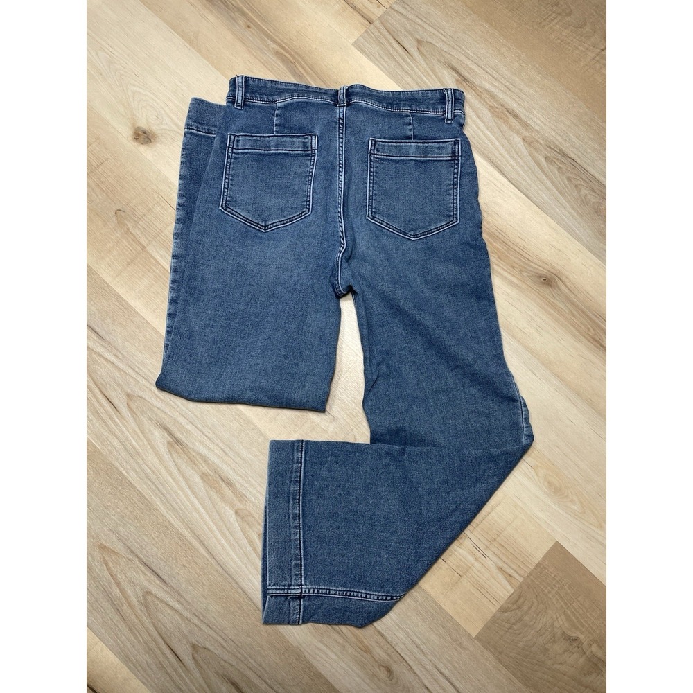 Faherty Wide Leg Jeans Womens 29 Relaxed Fit Patch Pocket Stretch Terry Denim - Picture 5 of 8